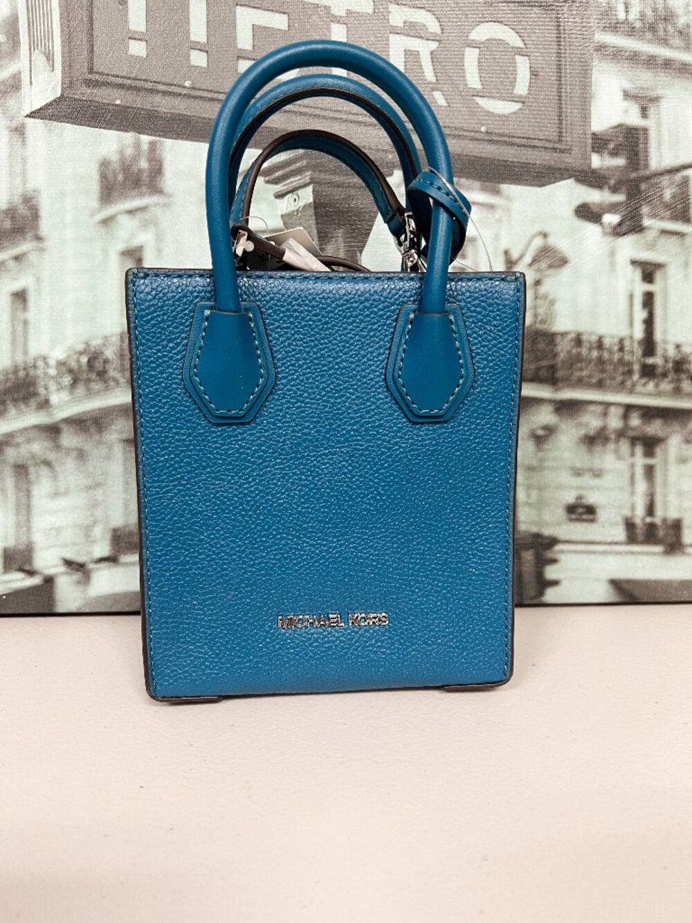 Michael Kors 35H1SM9C0L Mercer Extra-Small Pebbled Leather Crossbody Bag